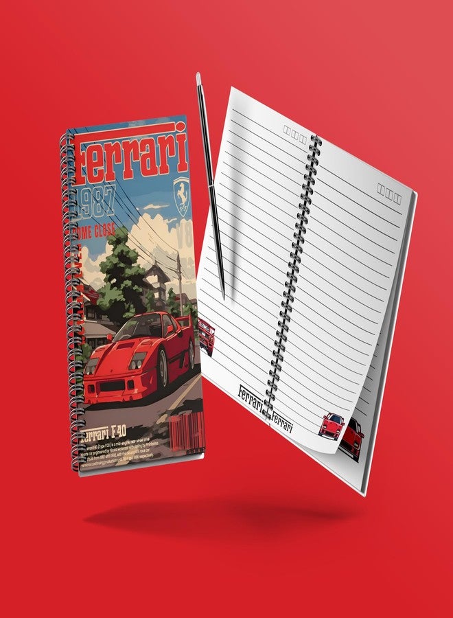 zenithink دفتر ملاحظات زينيثينك فيراري F40 ذو غلاف مقوى 350 غ/م² | ورق 80 غ/م² | مسطر بخطوط مفردة | 160 صفحة | مقاس A5 | غلاف مقوى | متعدد الاستخدامات للمدرسة والمنزل والمكتب | - Image 4