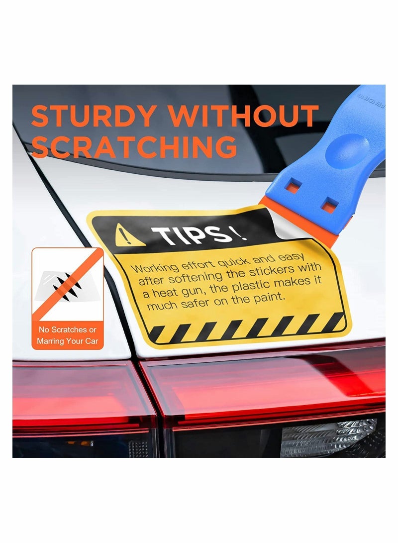 NIBEMINENT Plastic Razor Blade Scraper, 2Pcs Scraper Tool with 100Pcs Blades, Cleaning Remover for Stickers, Decals, Adhesive, Labels, Paint, Glass, Car, Window, Stove Top, Caulk, No Scratches - Image 2