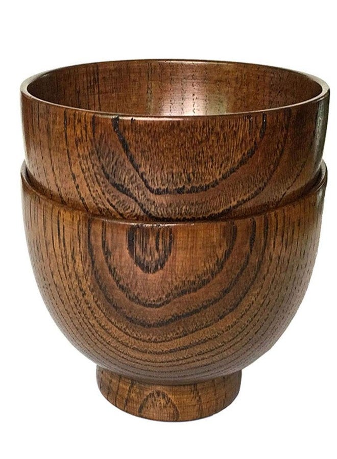 Cospring Handmade Wood Bowl, Mug, for Rice, Soup, Dip, Coffee, Tea, Decoration (2PCS Jujube Bowls, M: 4.5 inch Dia by 2-5/8 inch High) - Image 1