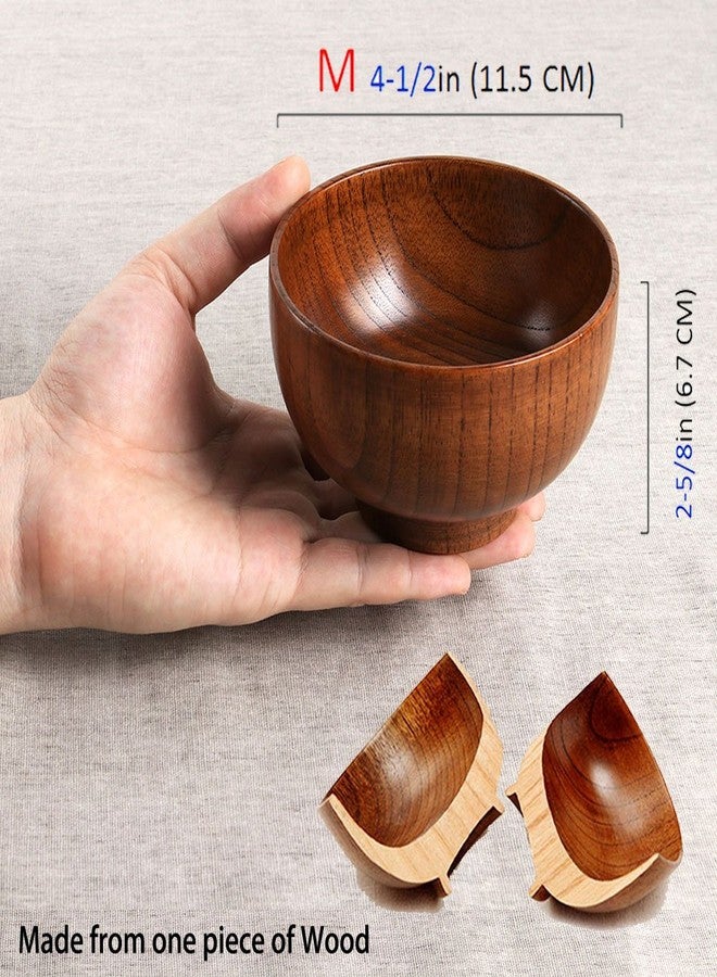 Cospring Handmade Wood Bowl, Mug, for Rice, Soup, Dip, Coffee, Tea, Decoration (2PCS Jujube Bowls, M: 4.5 inch Dia by 2-5/8 inch High) - Image 2