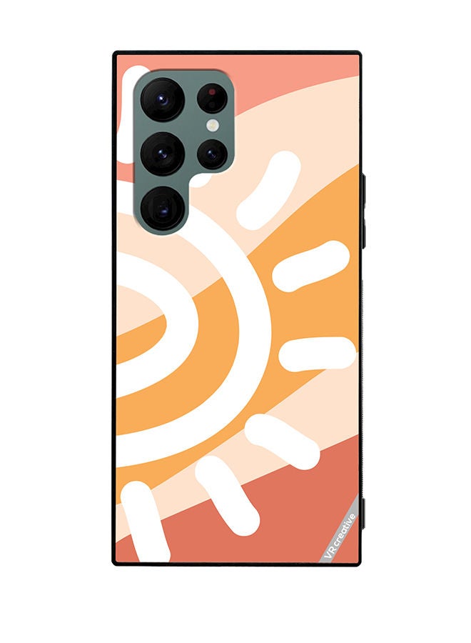 VR CREATIVE Protective Case Cover For Samsung Galaxy S22 Ultra 5G Line Art Sun Design Multicolour - Image 1