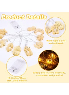 Generic Halcyerdu Ramadan Fairy Lights, 2 Metres Eid Ramadan Lanterns Fairy Lights, 10 LED Ramadan Light Star Moon Fairy Lights, Ramadan Decoration, LED DIY Lamp, Indoor and Outdoor for Ramadan Decoration  - Image 3