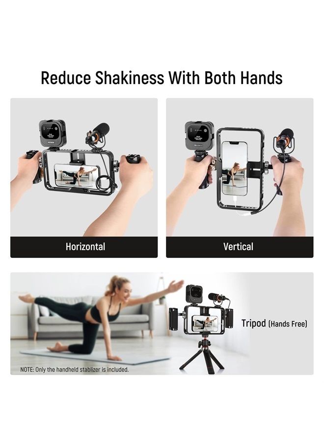 Neewer NEEWER Phone Stabilizer Video Rig Kit, Aluminum Handheld Phone Cage with Silicone Handles&Adjustable Phone Clip Compatible with iPhone 14 Plus 14 Pro Max 13 Pro Max Samsung for Vlogging Live Streaming  - Image 2