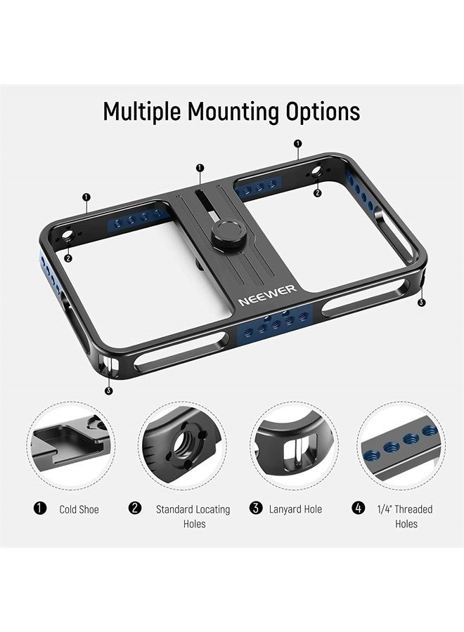Neewer NEEWER Phone Stabilizer Video Rig Kit, Aluminum Handheld Phone Cage with Silicone Handles&Adjustable Phone Clip Compatible with iPhone 14 Plus 14 Pro Max 13 Pro Max Samsung for Vlogging Live Streaming  - Image 5