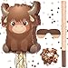 Seematn Highland Cow Pinata Birthday Supplies with Blindfold Bat and Confetti for Animals Themed Party Decorations Gift 1575 x 122 x 295 Inch - Image 2