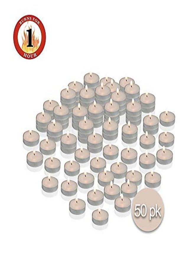 Ner Mitzvah Mini Tea Light Candles, White Unscented Travel, Centerpiece, Decorative Candle, 1 Hour Burn Time, Pressed Wax - Bulk (Pack of 50) - Image 2