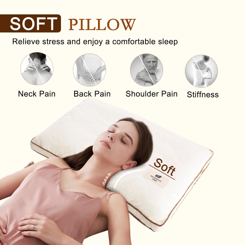 YOUR MOON Soft Organic Wool Pillow Queen, Flat & Thin Wool Pillow for Sleeping, Low-Loft Bed Pillows for Back and Stomach Sleepers, Breathable Soft Cotton Cover(Off White) - Image 5