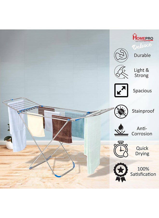 Home Pro - Trentino Clothes Drying Rack Stand Heavy Duty Stainless Steel Vertical Clothes Dryer Stand Space Saving, Portable And Foldable Rack Ideal Small Areas 174x57x105cm & 18 Meters - Image 1