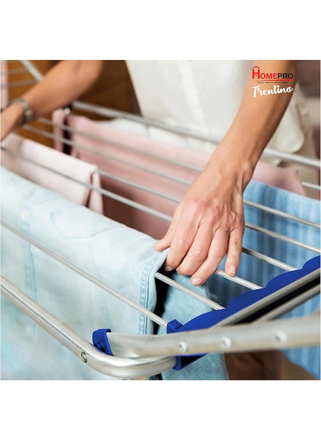 Home Pro - Trentino Clothes Drying Rack Stand Heavy Duty Stainless Steel Vertical Clothes Dryer Stand Space Saving, Portable And Foldable Rack Ideal Small Areas 174x57x105cm & 18 Meters - Image 1
