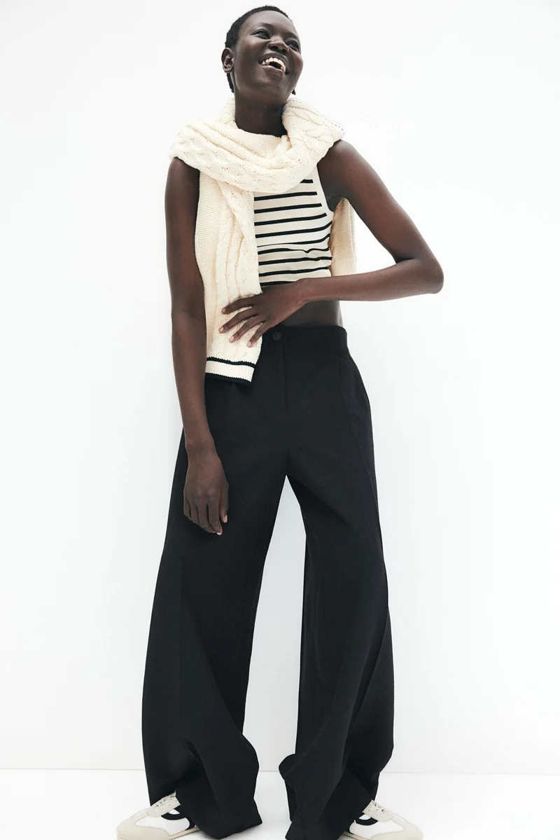 H&M Wide linen-blend trousers