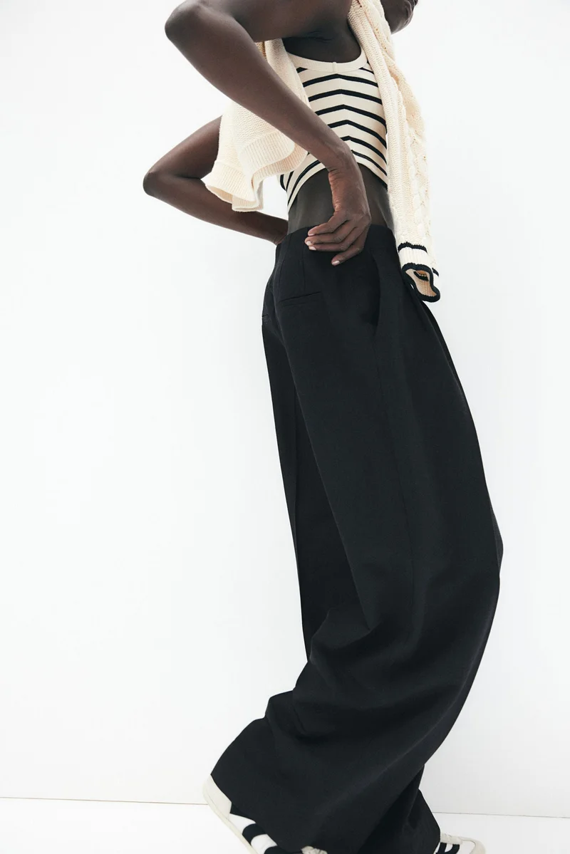 H&M Wide linen-blend trousers