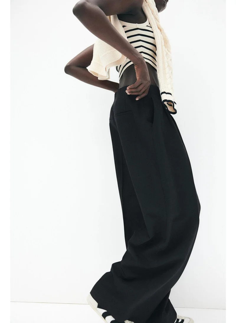 H&M Wide linen-blend trousers