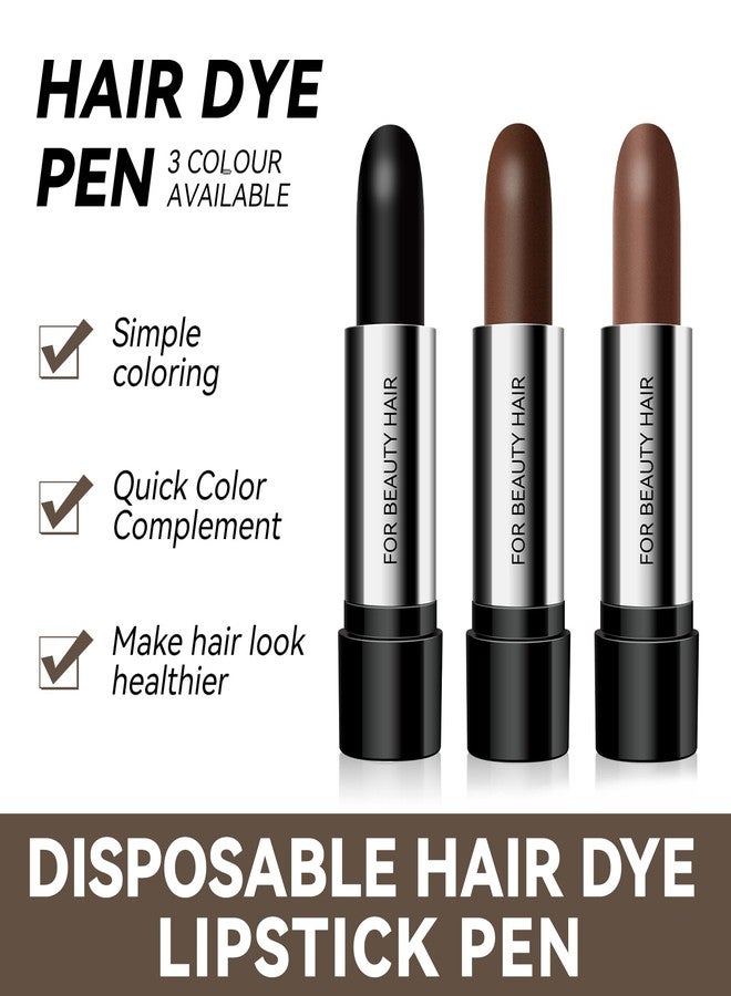 BEUKING Disposable Hair Dye Pen, Black/Dark Brown/Coffee Hair Color Stick, Long Lasting Fast Staining Washable High Saturation Cover Hair DIY Hairstyle Hair Color Stick (02# Dark Brown) - Image 4
