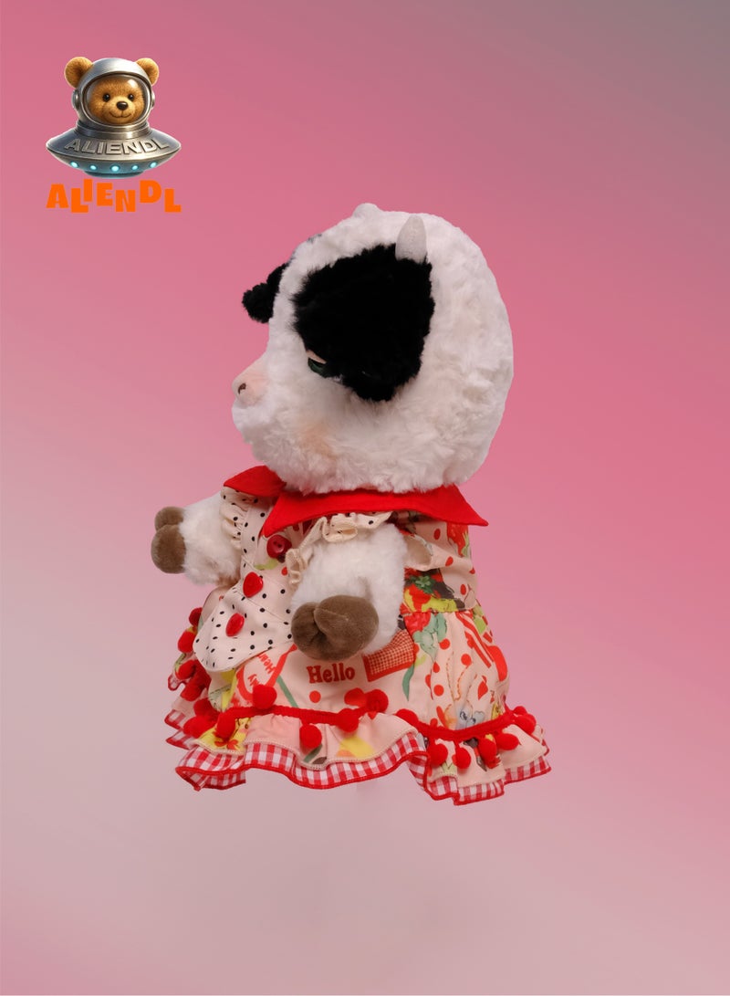 ALIENDL Sweet Calf – Plush Cow Stuffed Animal Toy for Baby Kids, Soft Cute Cow Plush Farm Animal Gift Set with Removable Clothes & Pouch, Perfect Gift for Kids, Friends & Couples - Image 3