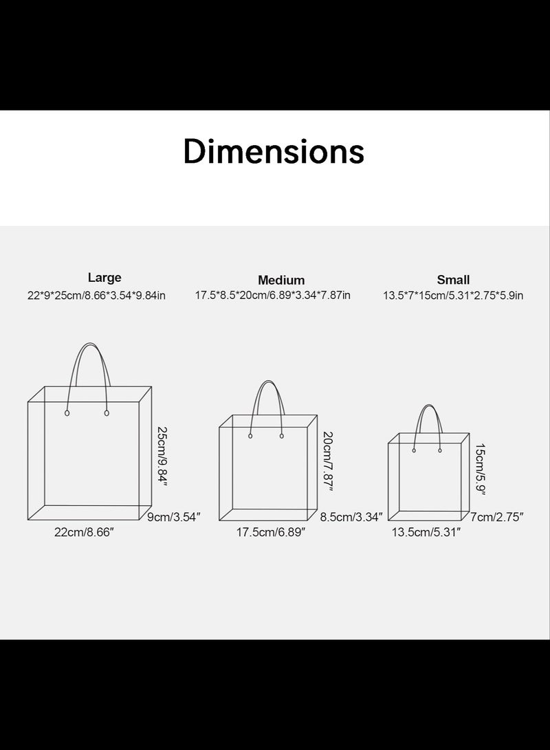 10 PCS Clear Gift Bags with Handles, Reusable Party Favor Bags with Ribbon Large Transparent Gift Wrap Bags Bulk for Weddings Birthdays, Pink 22x9x25cm - Image 5