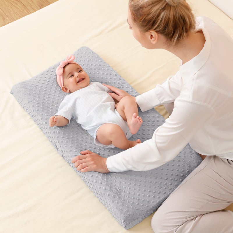 QUENESS Baby Changing Pad Cover, Super Soft Plush Dot Diaper Changing Table Covers for Baby Girls and Boys, Ultra Comfortable, Safe for Babies, Fit 32"/34'' x 16" Pad (Gray) - Image 5