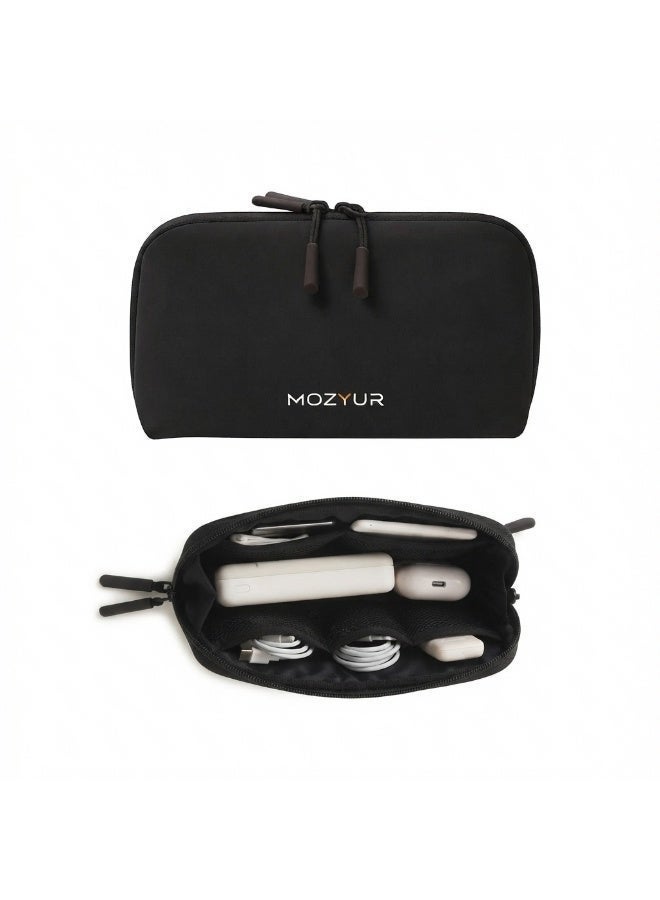 MOZYUR Compact Electronics Travel Case - Durable Nylon Cable Organizer Bag, 20x12x6cm - Image 1
