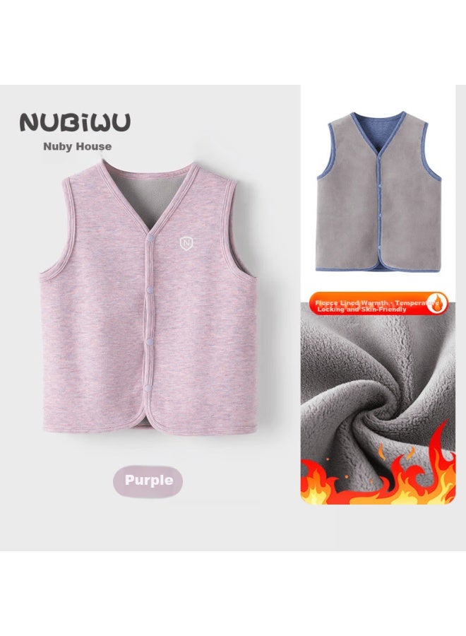 Nubiwu Kids Winter Vest Boys Warm Fleece Lined Girls Thickened Autumn Innerwear Sleeveless Jacket - Image 2
