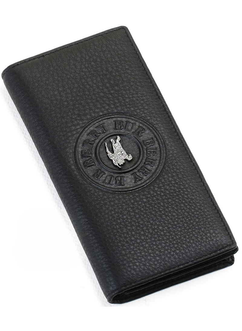 BURBERRY - Burberry Black Genuine Leather Long Wallet for Men - Image 1