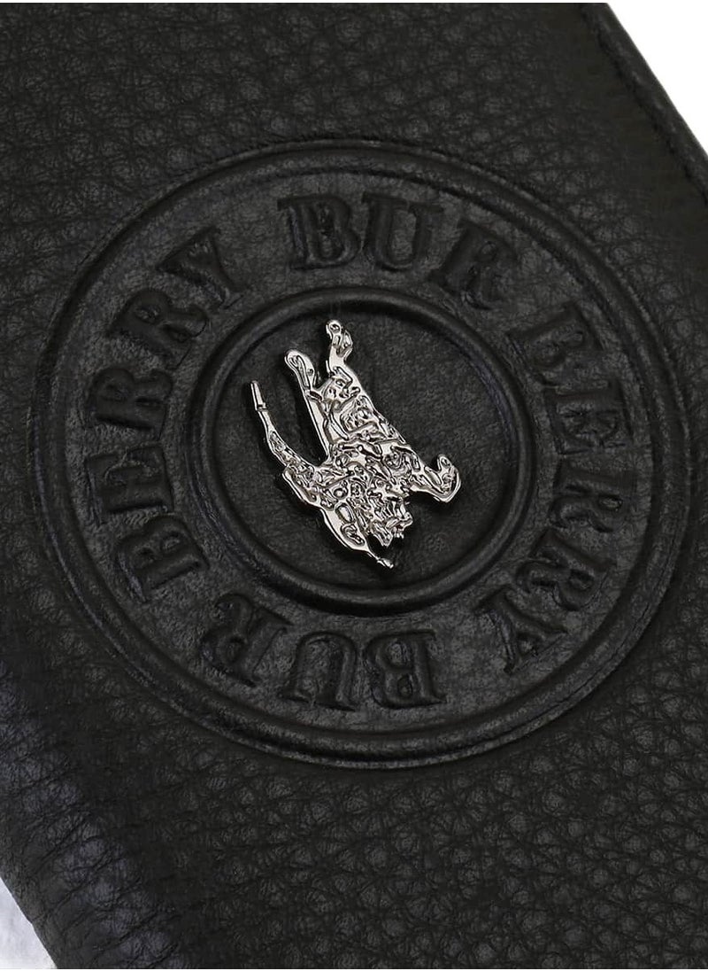BURBERRY - Burberry Black Genuine Leather Long Wallet for Men - Image 1