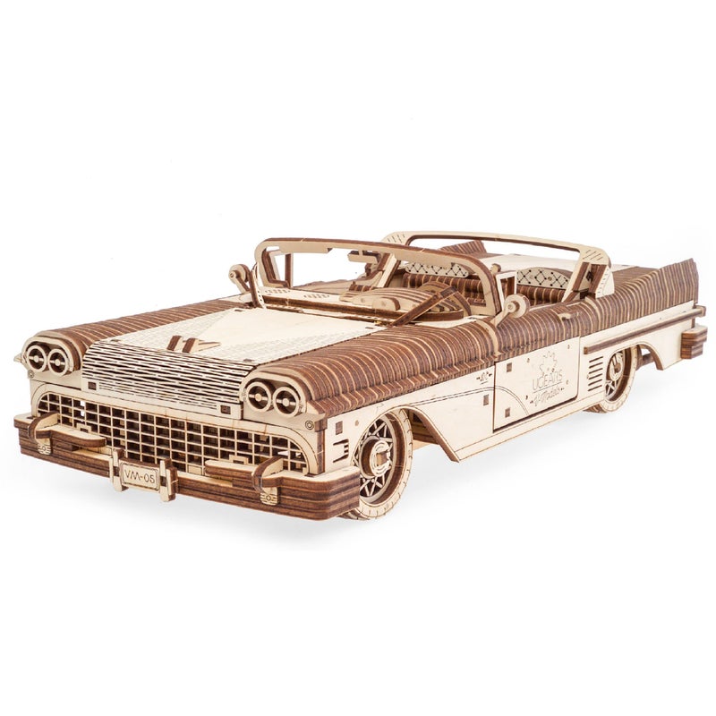 UGEARS Dream Cabriolet VM-05 Wooden 3D Puzzles for Adults - 3D Wooden Puzzles for Adults - Mechanical Model Car Kit - Retro 1950s Inspired DIY Craft, 3D Puzzle - Image 1