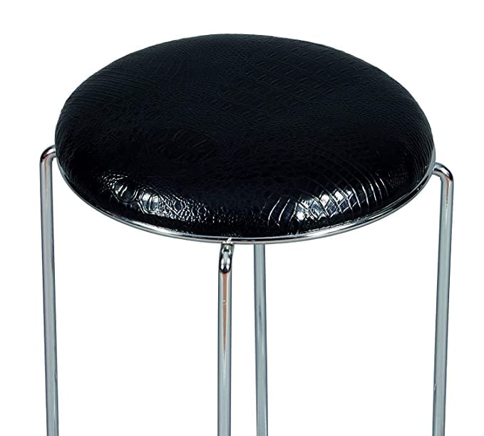 GoKoo Cushion Seat Stainless Steel Frame Stool for Living Room | Kitchen | Office | Classroom Steel Stool (Set of 3) (Black) - Image 4