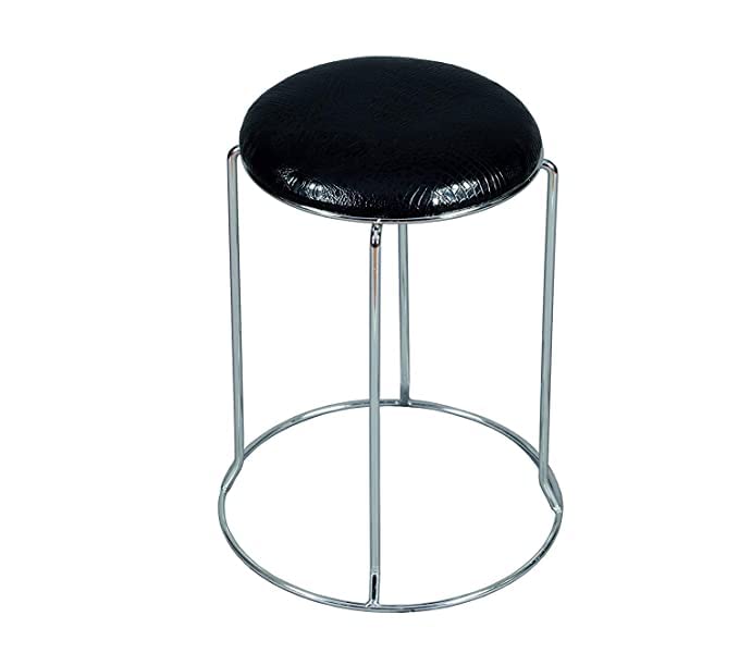 GoKoo Cushion Seat Stainless Steel Frame Stool for Living Room | Kitchen | Office | Classroom Steel Stool (Set of 3) (Black) - Image 3