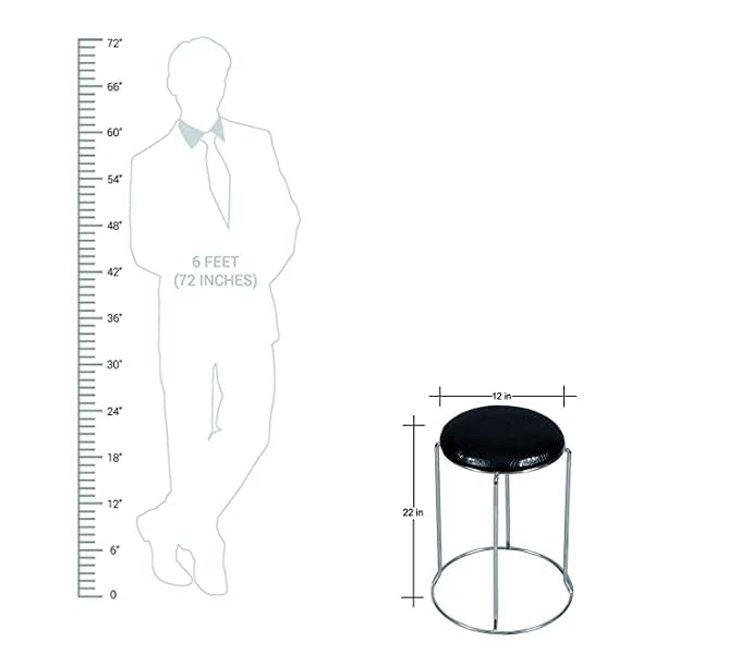 GoKoo Cushion Seat Stainless Steel Frame Stool for Living Room | Kitchen | Office | Classroom Steel Stool (Set of 3) (Black) - Image 2