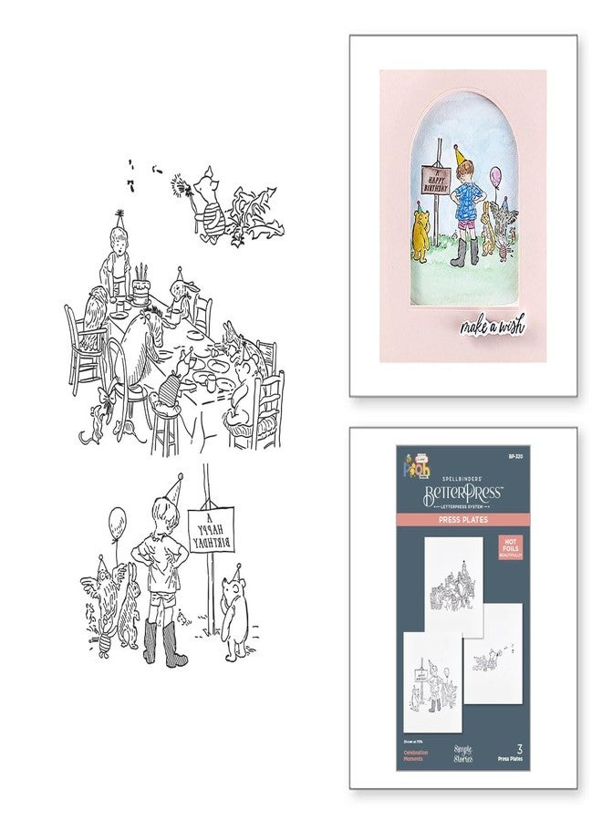 Spellbinders BP-320 Celebration Moments Press Plates from The Say Cheese Classic Pooh Birthday Collection by Simple Stories