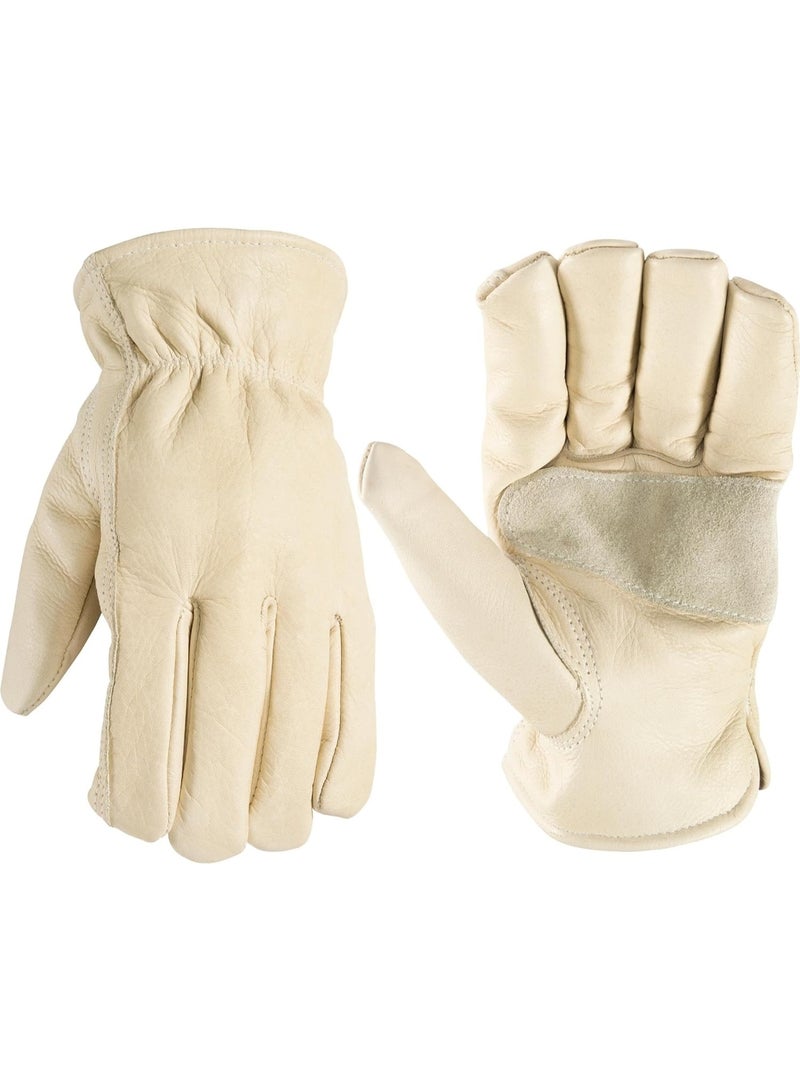 Wells Lamont Men's Leather Work Gloves, Reinforced Palm, Durable for Yardwork, Construction, and DIY, Beige, X-Large (1130XL) - Image 1