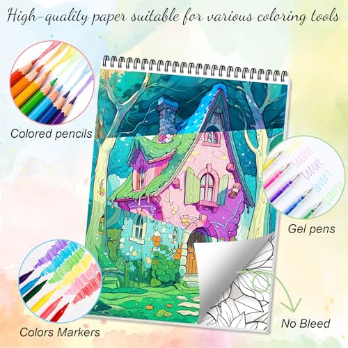 ADEVIAN Adult Coloring Book for Women Relaxation, Adult Coloring Book Spiral Bound, One Sided Design 30 Premium Quality Thick Paper (No Bleed), Mindfulness Gifts for Women to Relieve Anxiety - Image 5