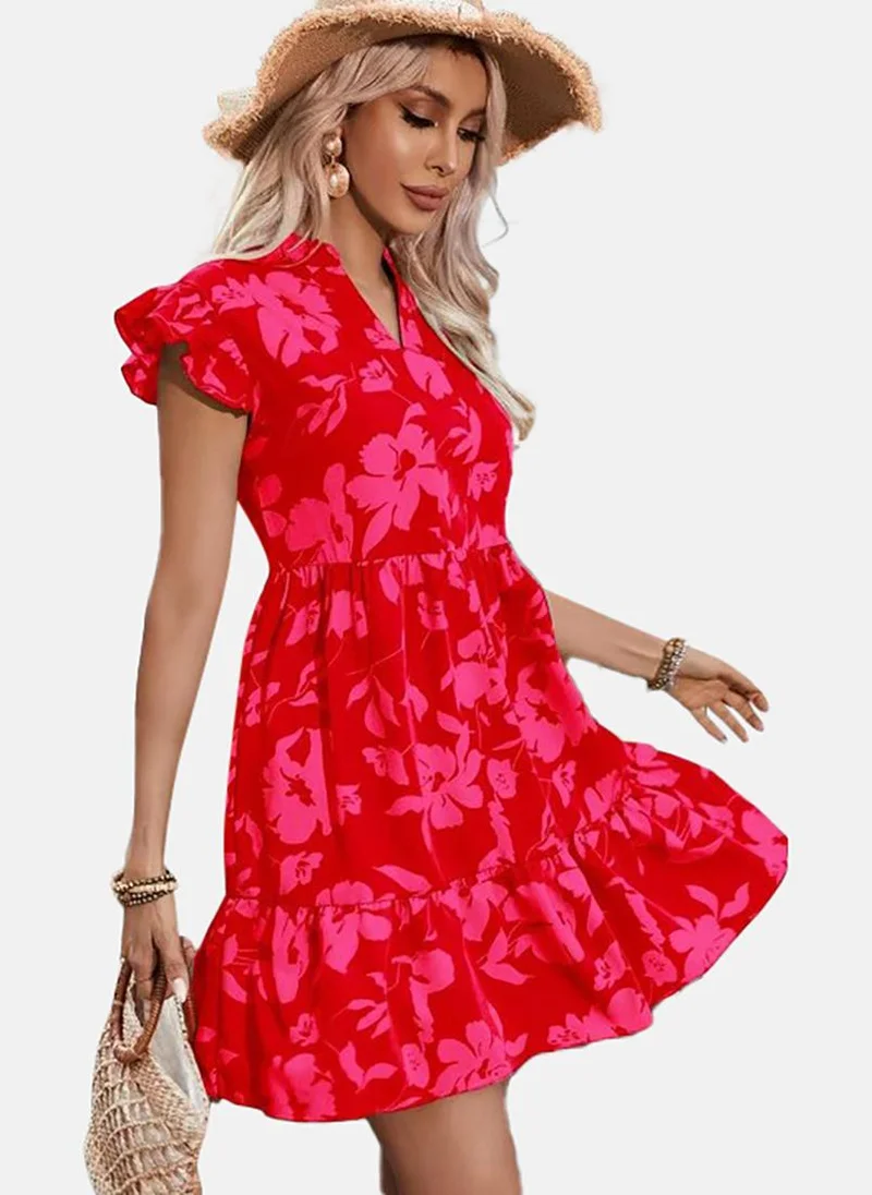 YUNIQEE Floral Ruffle Mini Dress