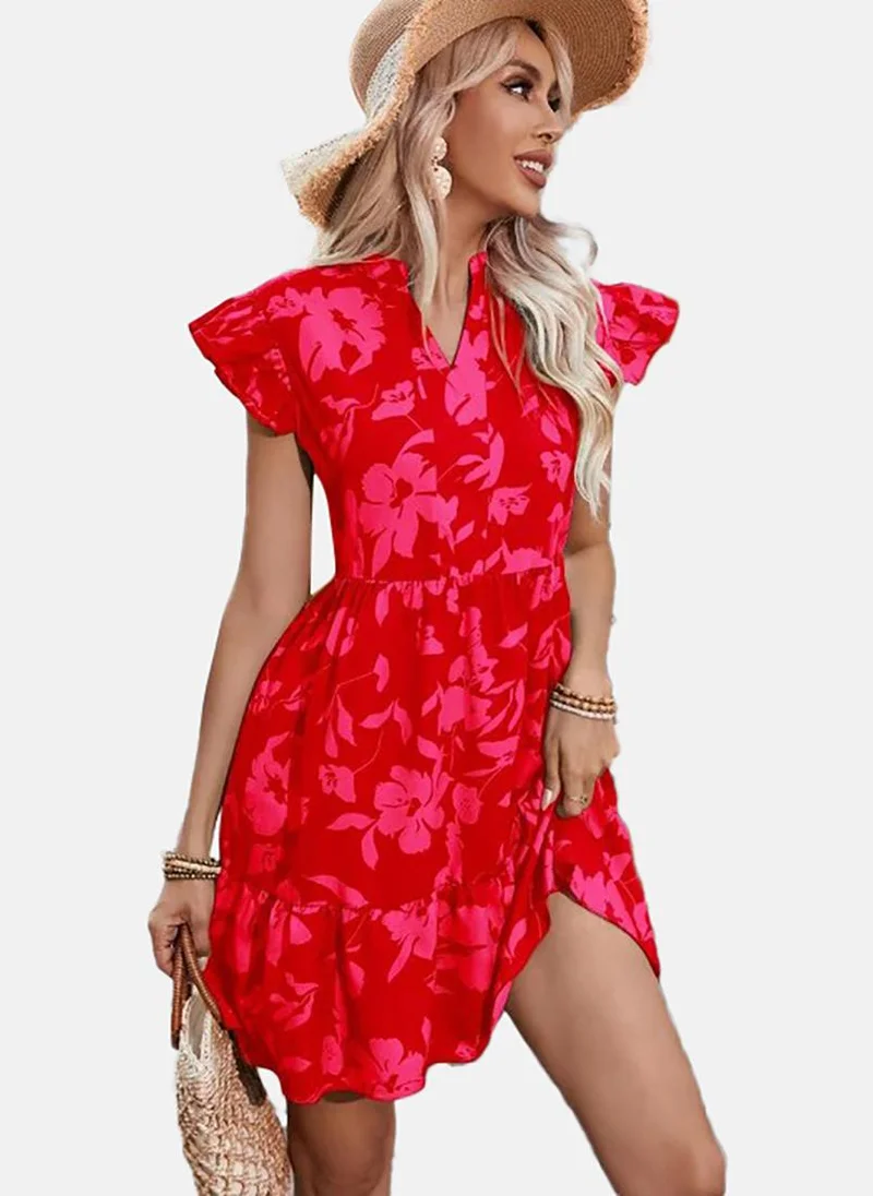 YUNIQEE Floral Ruffle Mini Dress