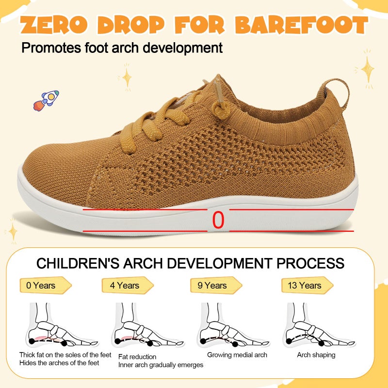 LeIsfIt Toddler Wide Shoes Girls Boys Barefoot Shoes Kids Zero Drop Minimalist Sneakers Breathable Slip on Tennis Sneakers Brown 7 Toddler - Image 4