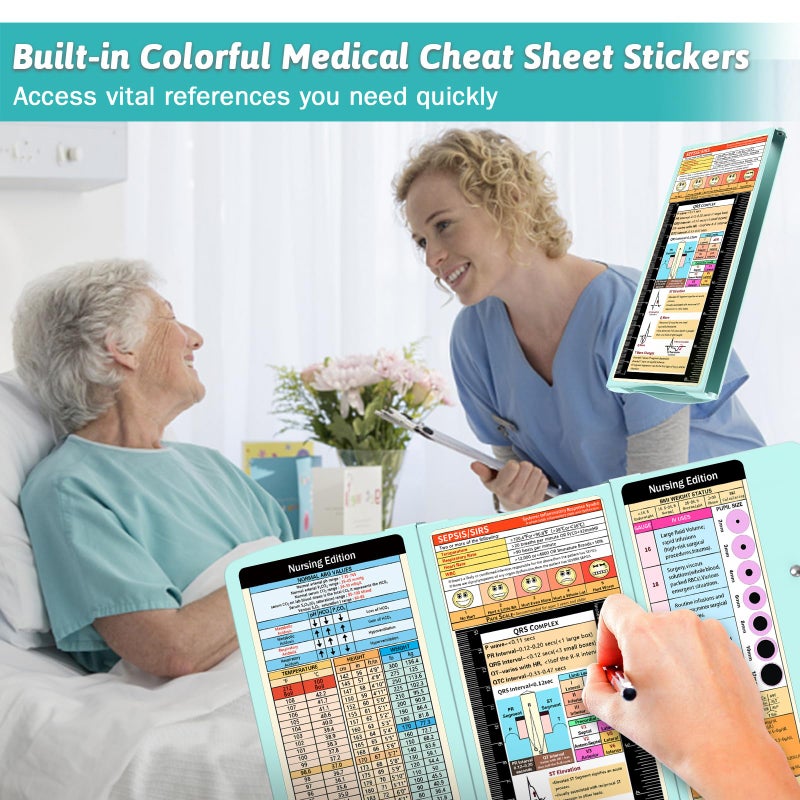 Trustnice Nursing Clipboard Foldable Clipboard Medical: Edition Cheat Sheets Aluminum 3 Layers Foldable Clipboards Nursing Pocket Size Profile Clip Nurse Clipboards Notepad for Nurses Students and Doctors - Image 3