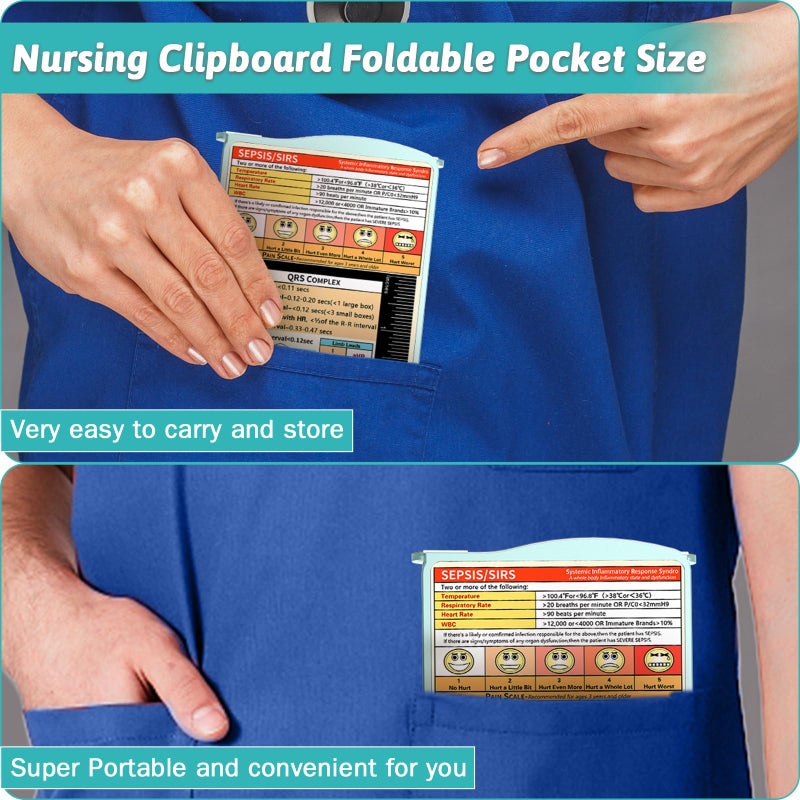 Trustnice Nursing Clipboard Foldable Clipboard Medical: Edition Cheat Sheets Aluminum 3 Layers Foldable Clipboards Nursing Pocket Size Profile Clip Nurse Clipboards Notepad for Nurses Students and Doctors - Image 2