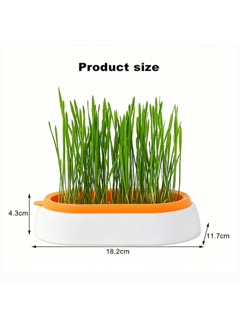 2pcs Pet Cat Grass Potted Hydroponic Plant Digestion Growing Tray Greenhouse Snack To Hair Ball Cleaning Stomach Grass Pot Grow Box - Image 2