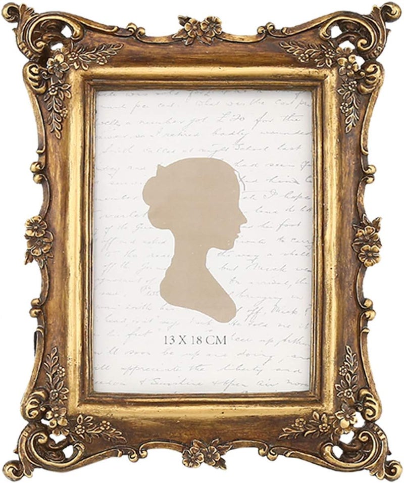 Sunlit Vintage Picture Frame 5x7 Inch, Luxury Antique Photo Frames with Glass Front, Photo Display, Tabletop Wall Hanging, Gift Ideas, Bronze Gold - Image 1