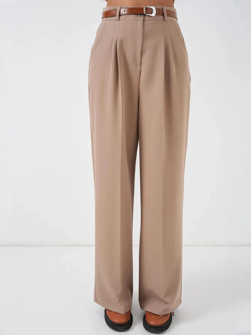 بيغ دارت بنطلون بالازو بخصر عالٍ مطوي من