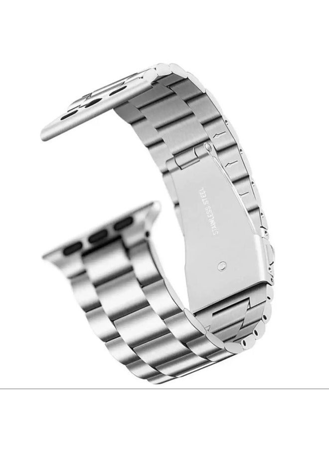 Stainless Steel Watch Band Chain Strap – Silver, Fits 42/44/45/49 mm Watches - Image 1
