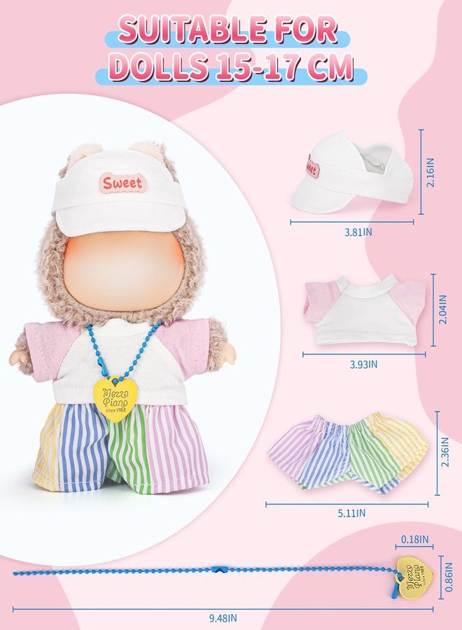 SOOBEEKE 17cm Doll Clothes Set - 4PCS Outfit with Hat, Shirt, Necklace & Shorts - Small Doll Clothes & Accessories for 15 - 17 cm Dolls - NO Doll Included - Great for Display, Play or Gift - Image 2