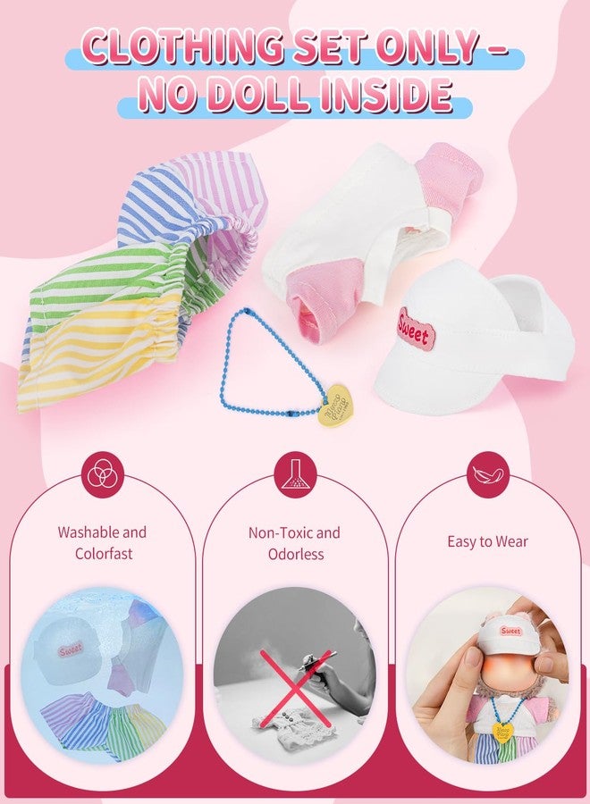 SOOBEEKE 17cm Doll Clothes Set - 4PCS Outfit with Hat, Shirt, Necklace & Shorts - Small Doll Clothes & Accessories for 15 - 17 cm Dolls - NO Doll Included - Great for Display, Play or Gift - Image 4