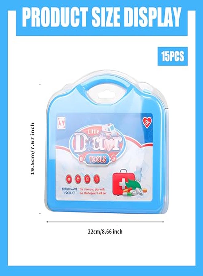 مجموعة لعب دور الطبيب للأطفال مع حقيبة حمل - 15 قطعة من أدوات الطبيب - Image 2