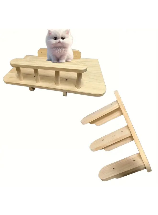Cat Jumping Platform With Three Story Stairs Wall Mounted Pet Steps - Image 3