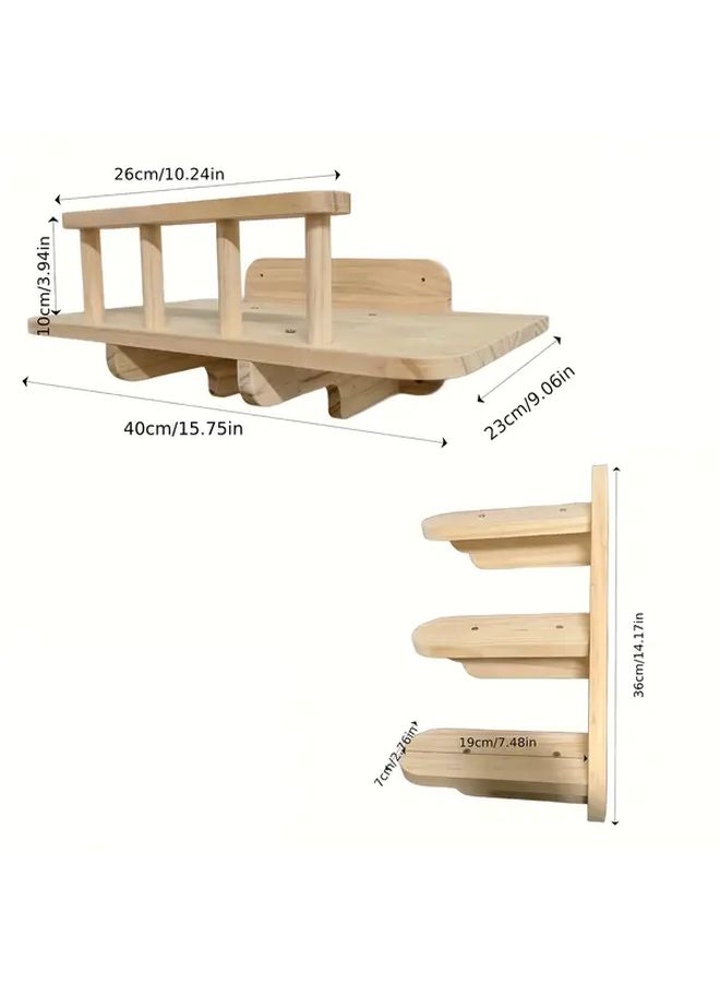 Cat Jumping Platform With Three Story Stairs Wall Mounted Pet Steps - Image 2