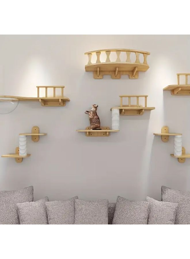 Cat Jumping Platform With Three Story Stairs Wall Mounted Pet Steps - Image 5