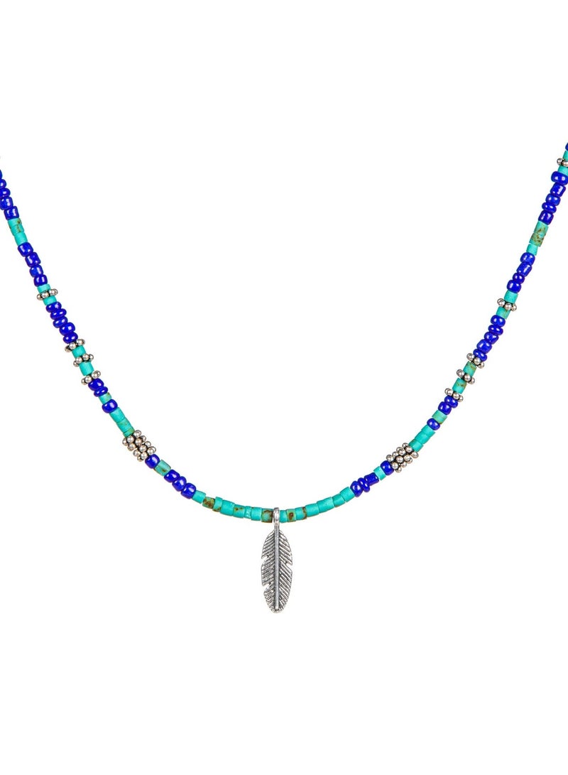 Minza " Macaw " Pure 925 Sterling Silver, Afghan turquoise Stone, Handmade Necklace for Women, Pendant and Beaded Necklace, 2.800 grams of Silver, Jewelry for Casual & Special Occasion - Image 2