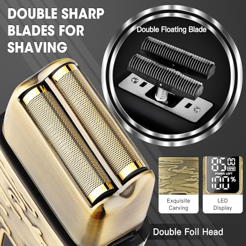 Dumite Electric Shavers for Men,3-Speeds Electric Razor,Head Shavers for Bald Men,Double Foil Beard Trimmer,Barber Supplies Waterproof Shaver, Gifts (Bronze-1) - Image 3