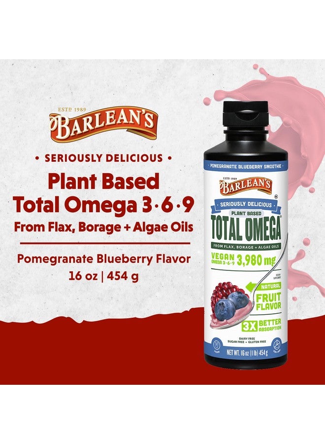 Barlean's Liquid Flaxseed, Borage & Algae Oils Omega 3 Supplement, Pomegranate Blueberry Flavor, Vegan EPA & DHA from Algal Oil, Flax Oil and Borage Seed Oil with 3,980 mg of Omega-3-6-9, 16 oz - Image 2