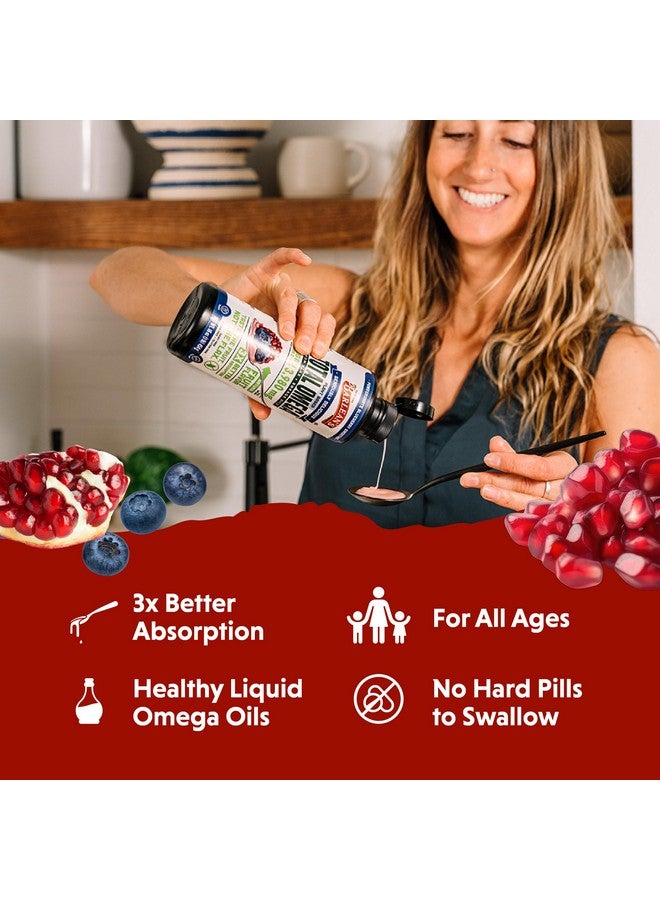 Barlean's Liquid Flaxseed, Borage & Algae Oils Omega 3 Supplement, Pomegranate Blueberry Flavor, Vegan EPA & DHA from Algal Oil, Flax Oil and Borage Seed Oil with 3,980 mg of Omega-3-6-9, 16 oz - Image 4